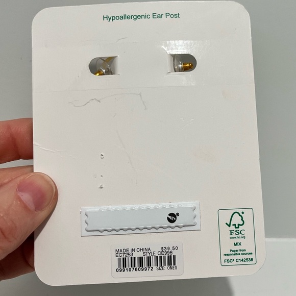 J Crew Crystal-embellished pearl stud earrings NEW Statement Sparkle + bag - Picture 4 of 6